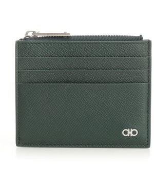 Ferragamo Card Holder With Zip - Green