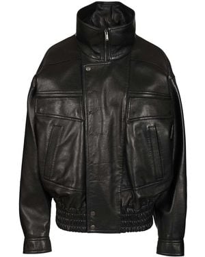 Saint Laurent Bomber Jacket In Plongé Lambskin - Black