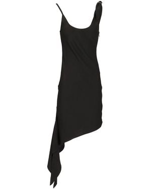 Courreges Asymmetric Dress With Knot - Black