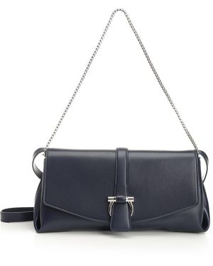 Ferragamo Shoulder Bag With Front Flap - Blue