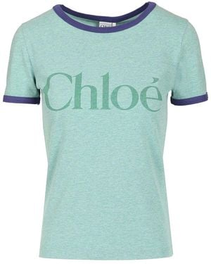 Chloé Fitted Logo T-shirt - Blue