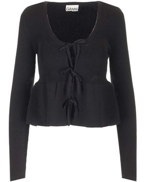 Ganni Peplum Hem Cardigan - Black