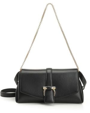 Ferragamo Shoulder Bag With Front Flap - Black