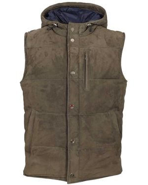 Al Duca d'Aosta Suede Hooded Vest - Green