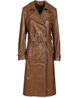 Fay Double-breasted Trench Coat - Brown