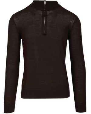 Al Duca d'Aosta Long-sleeved Zip-up Polo Shirt - Black