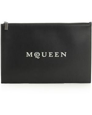 McQueen Black Leather Clutch