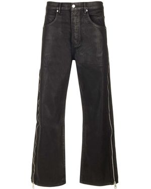 Purple P018 Side-zip Coated Wide Leg Jeans - Grey