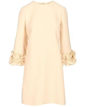 Valentino Garavani Short Dress In Crepe Couture - Natural