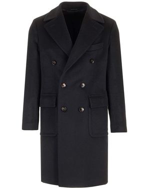 Al Duca d'Aosta Double Breasted Cashmere Coat - Black