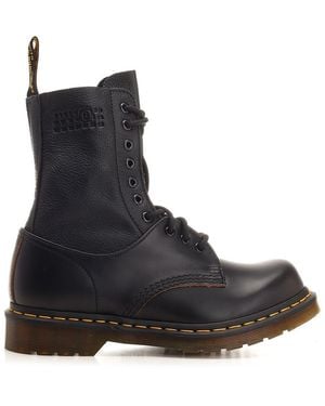 Mm6 Maison Margiela X Dr.martens Leather Combat Boots - Black
