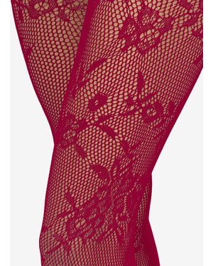 McQueen Strumpfhose Mit Floraler Spitze - Rot