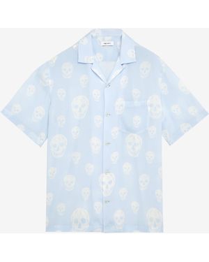 McQueen Camicia Hawaiana Con Stampa Skull - Blu