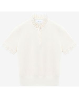 McQueen Haut En Maille À Volants Vieillis - Blanc