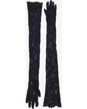 McQueen Heritage Lace Evening Gloves - Blue