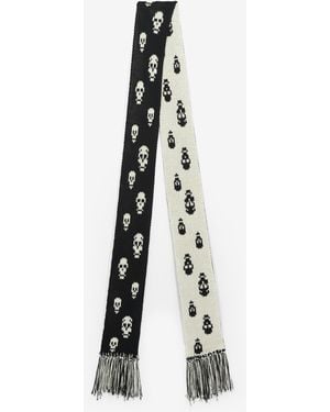 McQueen Écharpe En Maille Skull - Blanc