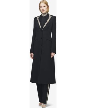 McQueen Chain Mail Embroidery Coat - Black
