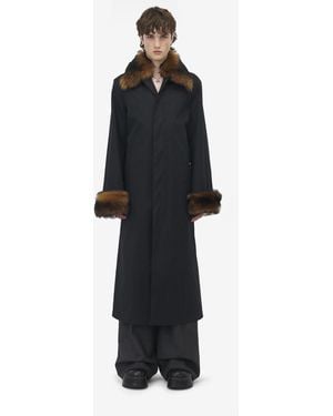 McQueen Regenmantel Mit Shearling-Detail - Schwarz