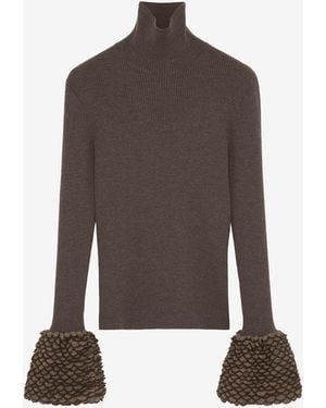 McQueen Stricktop Mit Federn - Braun