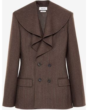 McQueen Waterfall Collar Double-Breasted Jacket - Brown