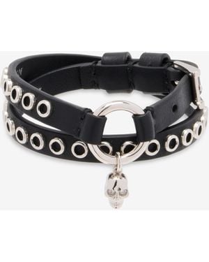 McQueen Bracelet Double Tour À Anneau Skull - Blanc