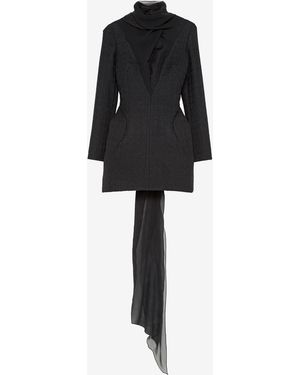 McQueen Light Tweed Evening Dress - Black