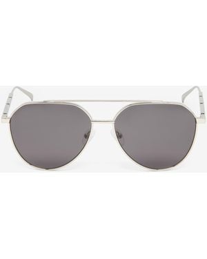 McQueen Occhiali Da Sole Aviatore Con Placche - Grigio