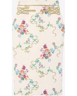 McQueen Summer Floral Pencil Skirt - White