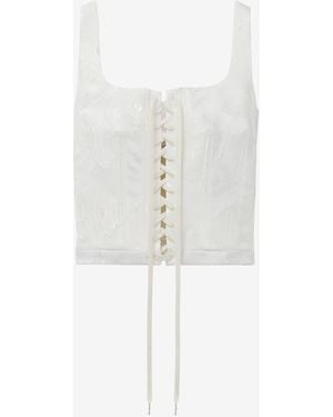 McQueen Fil Coupé Floral Corset Top - White
