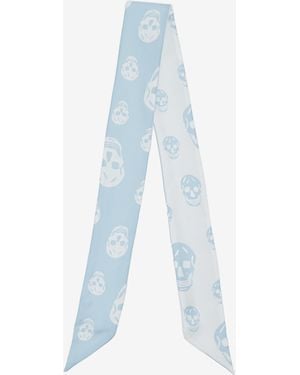 McQueen Ribbon Skull Scarf - White