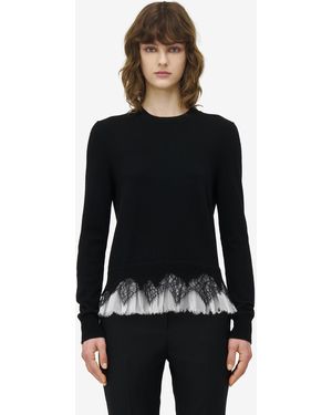 McQueen Pullover Aus Spinnennetz-Spitze - Schwarz