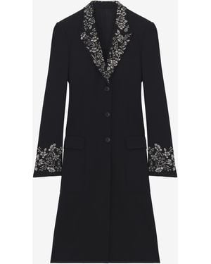 McQueen Cappotto Con Ricami Floreali - Blu