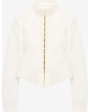 McQueen Floral Jacquard Fitted Jacket - Natural