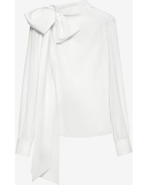 McQueen Shoulder Bow Blouse - White