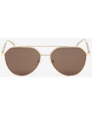 McQueen Metal Plaque Pilot Sunglasses - Pink