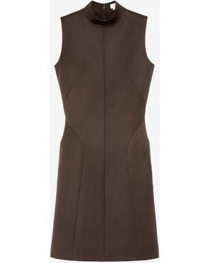 McQueen Wool Barathea Mini Dress - Brown