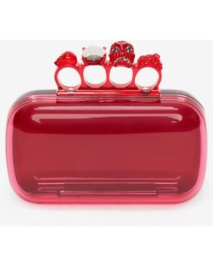 McQueen Skull Four Ring Clutch - Red
