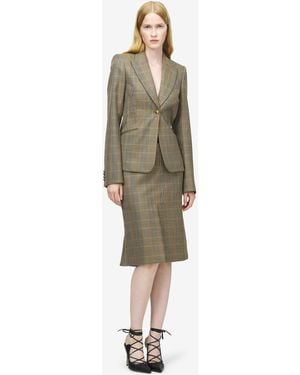 McQueen Country Check Kickback Skirt - Natural