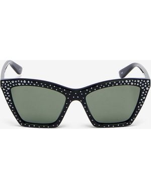 McQueen Occhiali Da Sole Cat-Eye Geometrici Spike Con Cristalli - Grigio