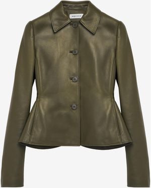 McQueen Leather Peplum Jacket - Green