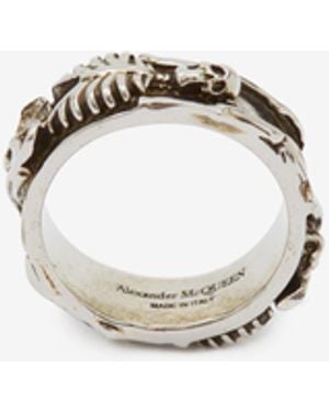 McQueen Anneau À Motif Dancing Skeleton - Blanc