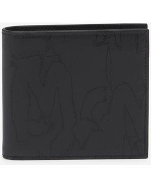 McQueen Portafoglio da uomo graffiti in - Nero