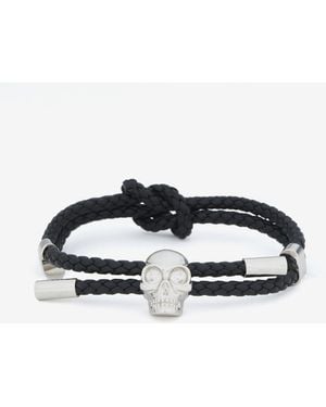 McQueen Bracelet En Cuir Skull - Blanc