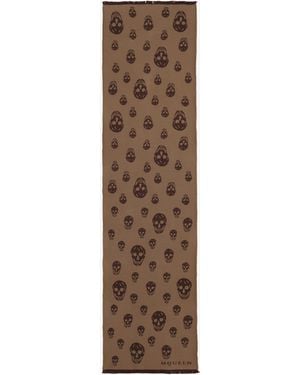 McQueen Skull Wool Jacquard Scarf - Natural