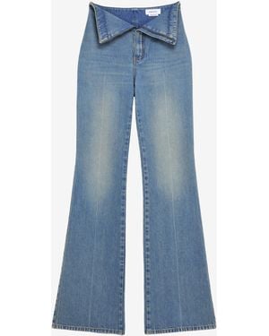 McQueen Fold Over Waist Jeans - Blue