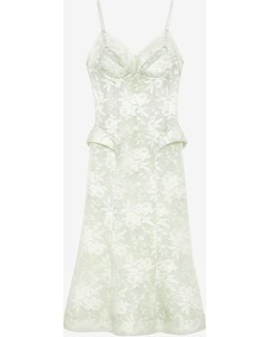 McQueen Floral Lace Midi Dress - White