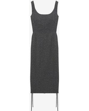 McQueen Corset Lace Flecked Pinstripe Pencil Dress - Black