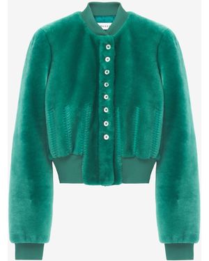 McQueen Shearling Bomber Jacket - Green