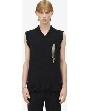 McQueen Distressed Tank-Top Mit Patch Stickerei - Schwarz
