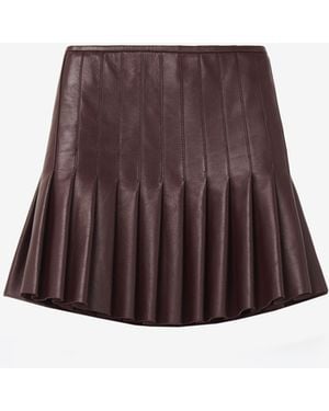 McQueen Leather Pleated Mini Skirt - Red